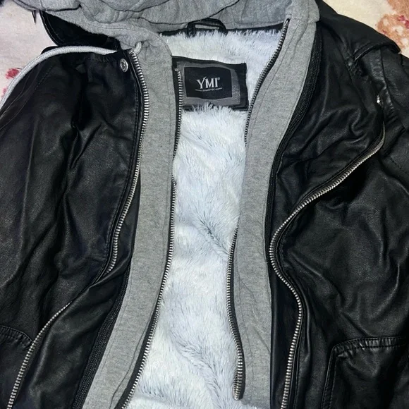 YMI leather fur jacket